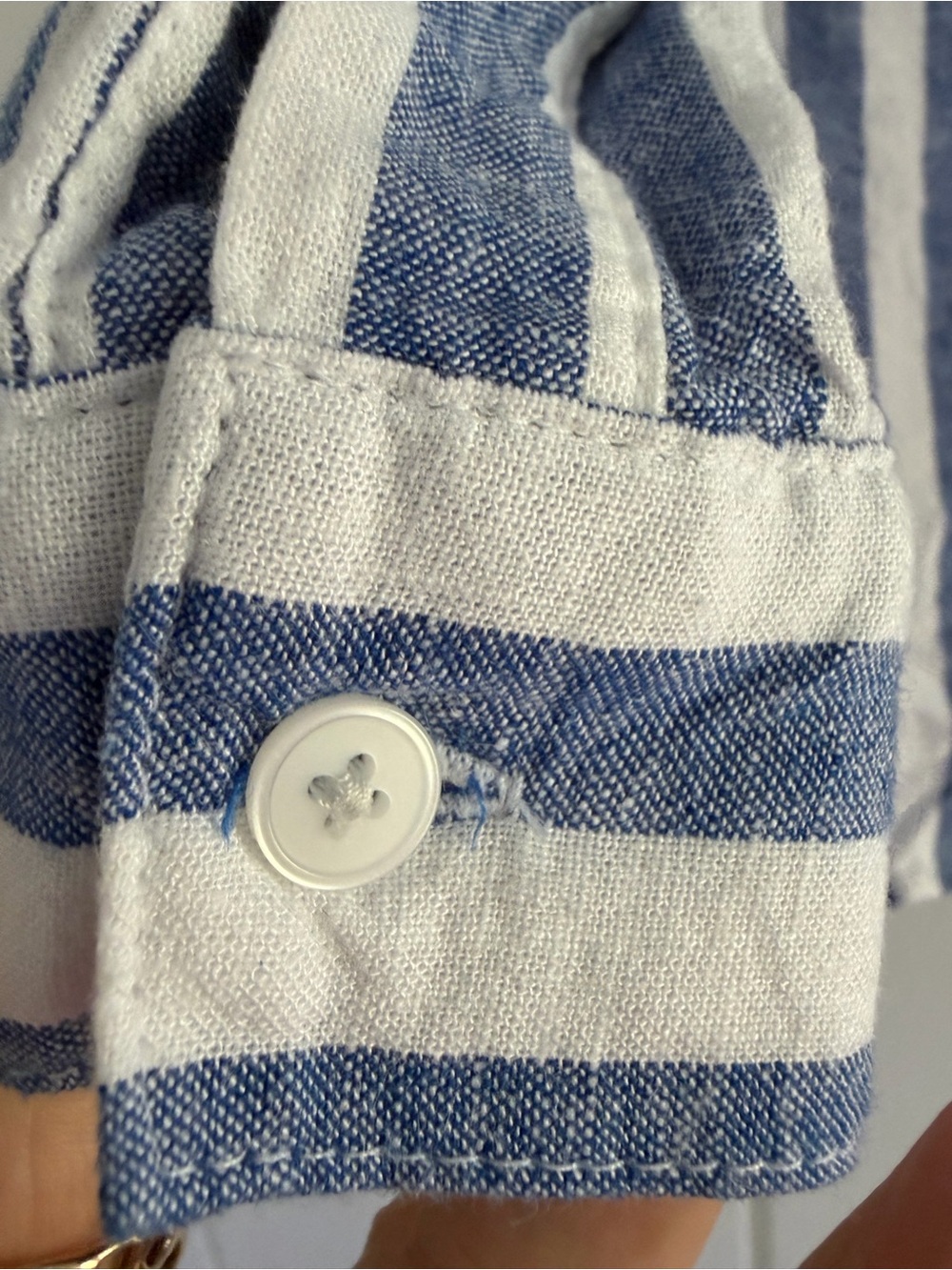 Old Navy” The Boyfriend Shirt “Blue and White Vertical Stripe Button-Up - Picture 4 of 8